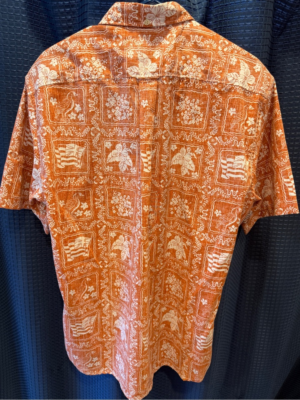 reyn spooner Orange and White Hawaiian Print Short-Sleeve Button-Down Shirt